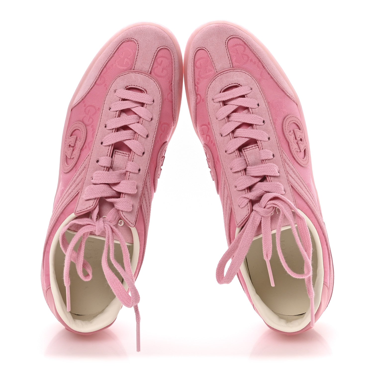 Gucci Suede Sweet GG Monogram Womens G75 Sneakers 39 Butterfly Pink