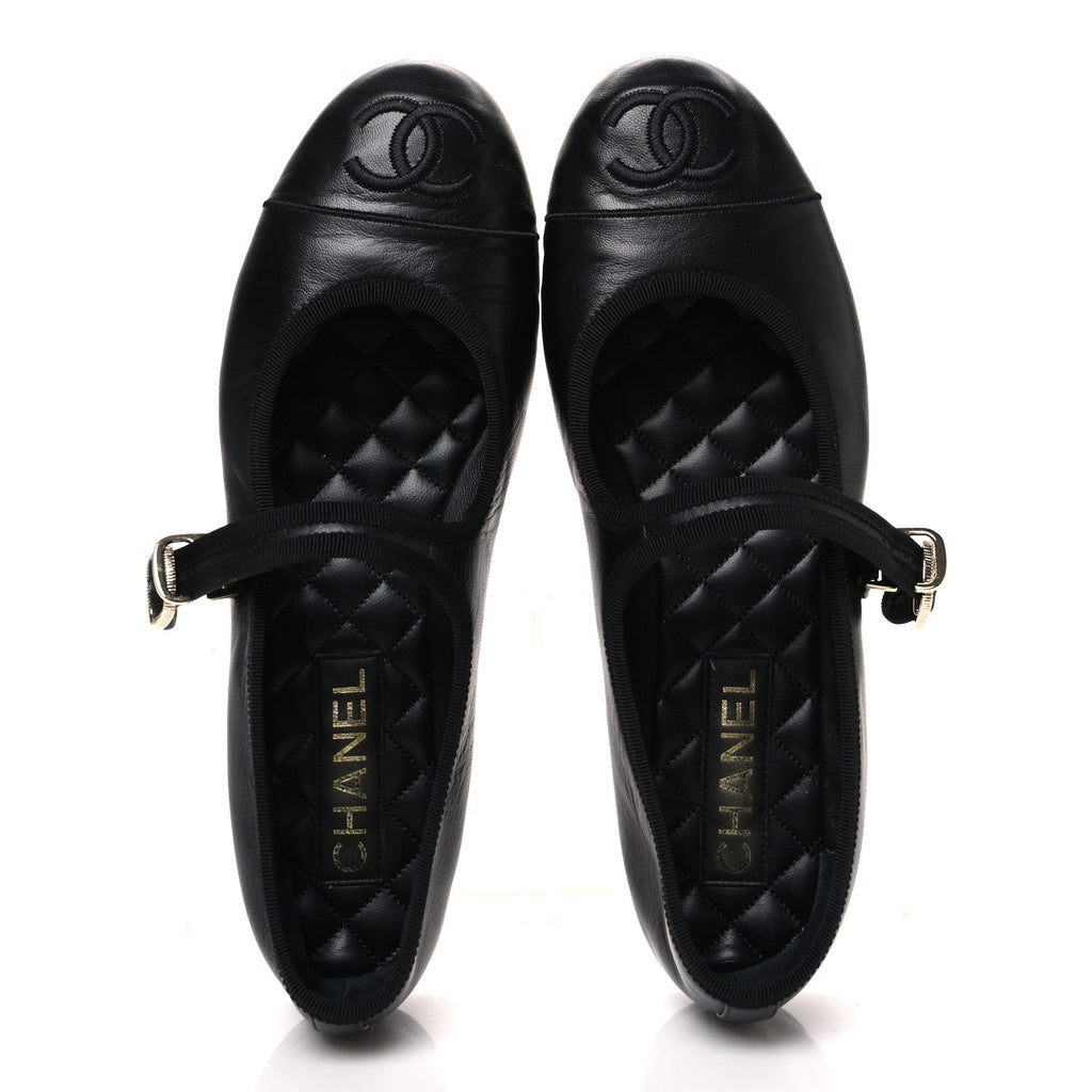 Lambskin Mary Jane Flats 40 Black