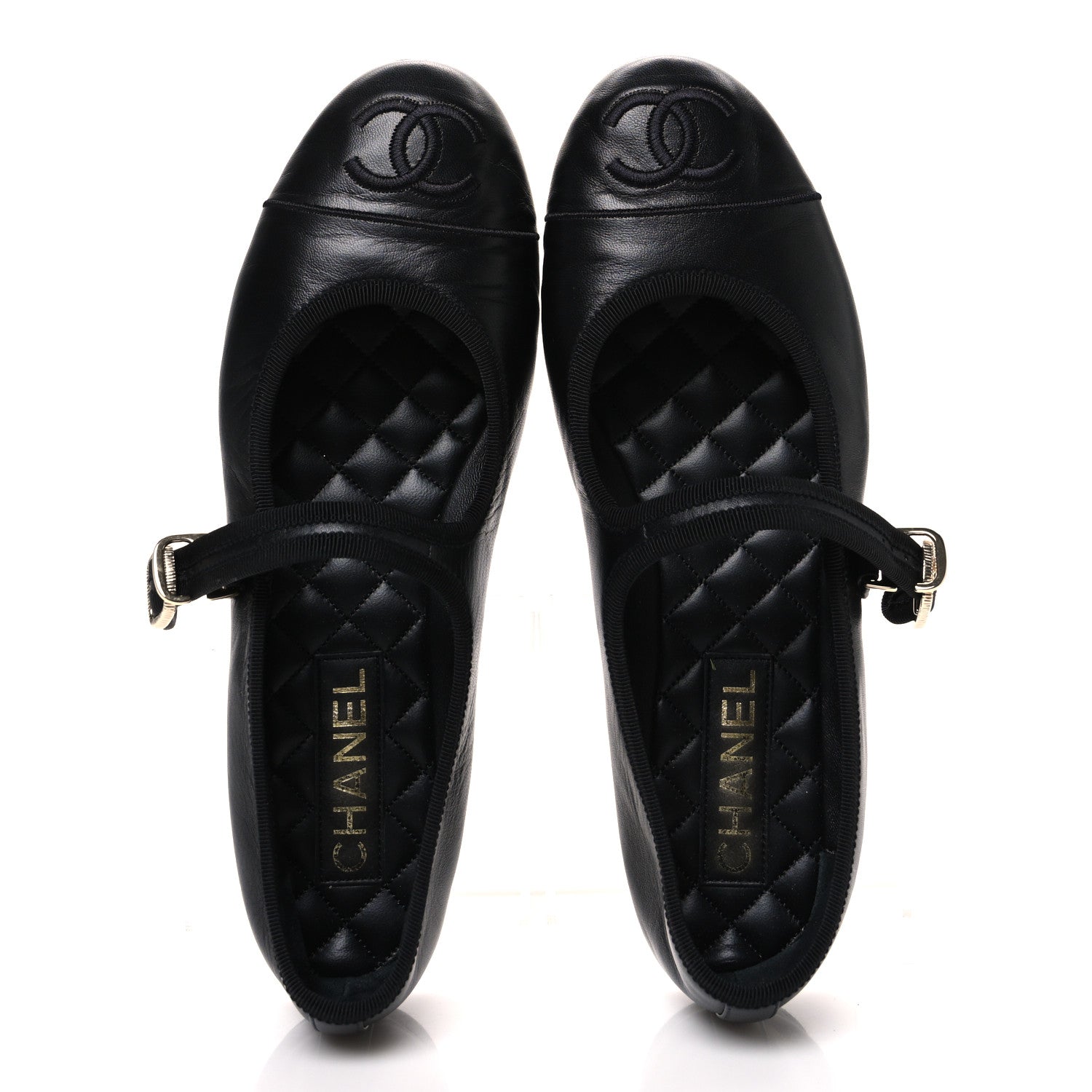 Lambskin Mary Jane Flats 40 Black