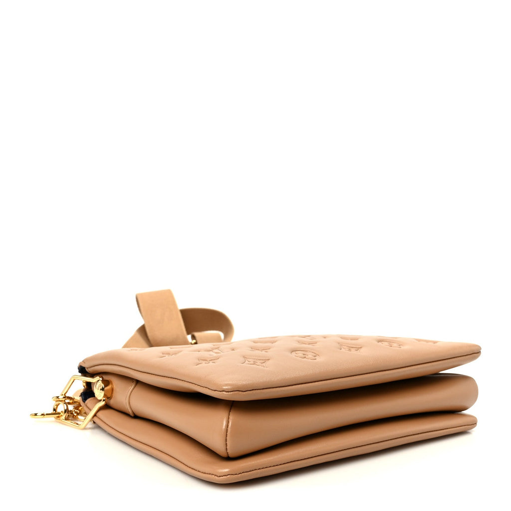 Louis Vuitton Lambskin Embossed Monogram Coussin PM Camel
