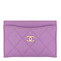 Caviar Quilted Card Holder Purple