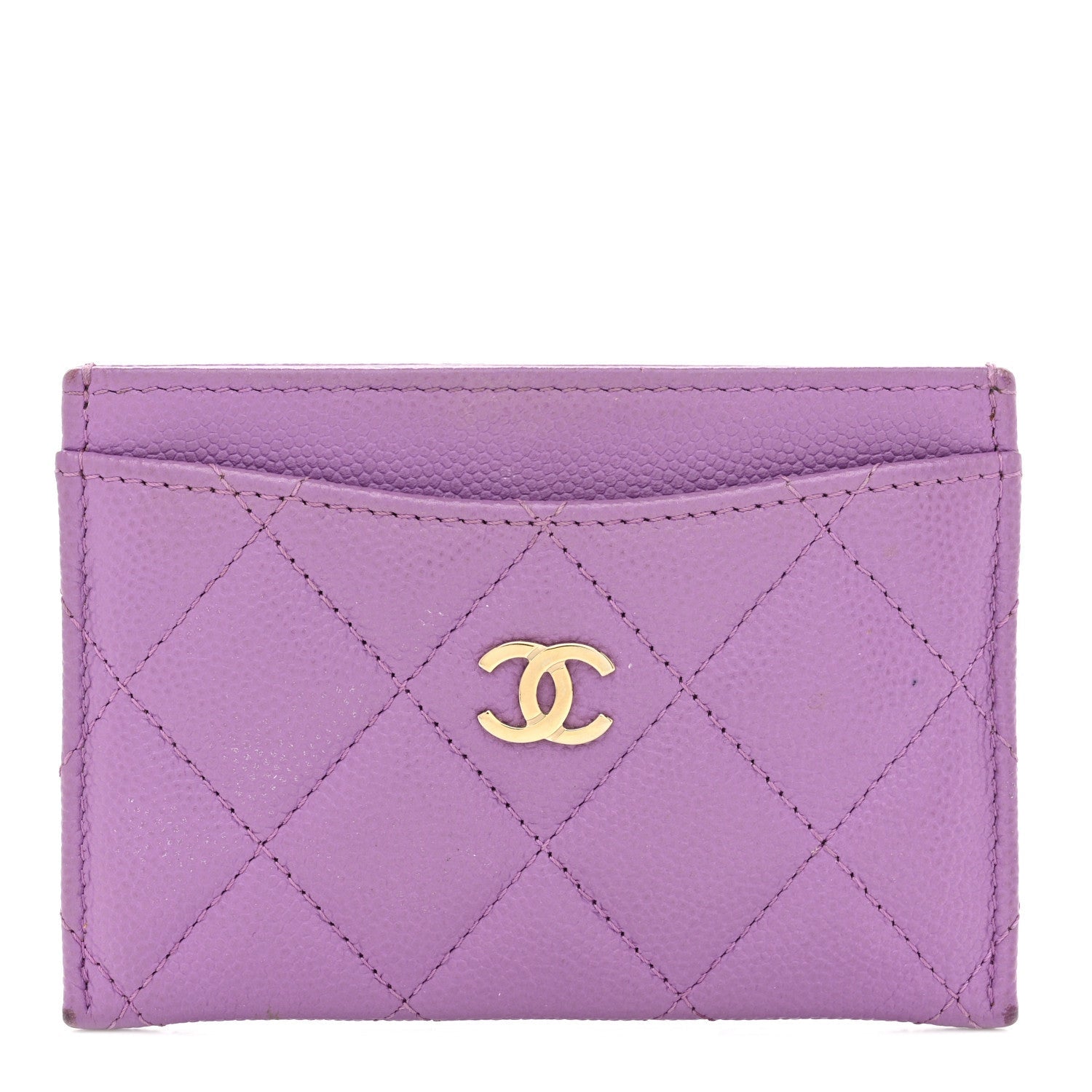 Caviar Quilted Card Holder Purple