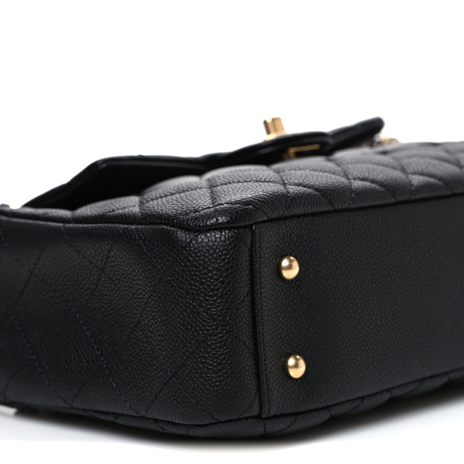 Chanel Caviar Calfskin Quilted Small Top Handle Flap Black