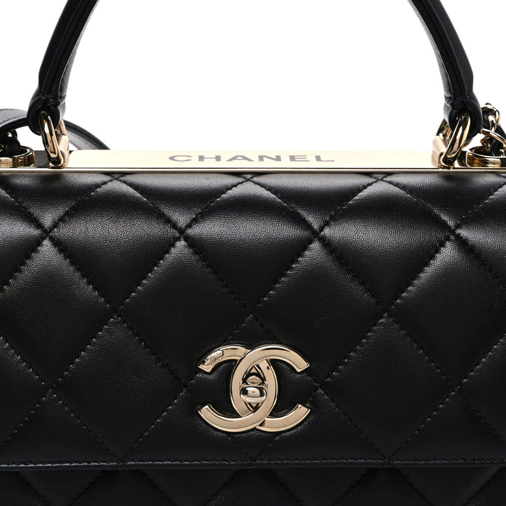 Chanel Lambskin Quilted Small Trendy CC Dual Handle Flap Bag Black