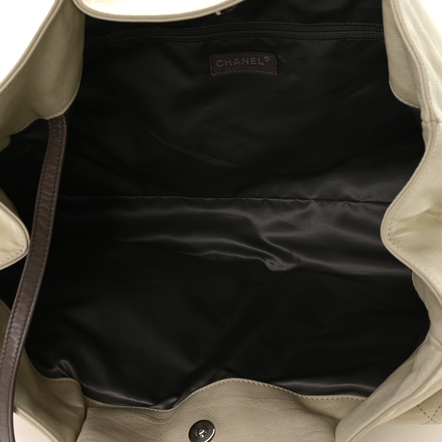 Chanel Glazed Caviar Reissue Double Pocket In the City Tote White