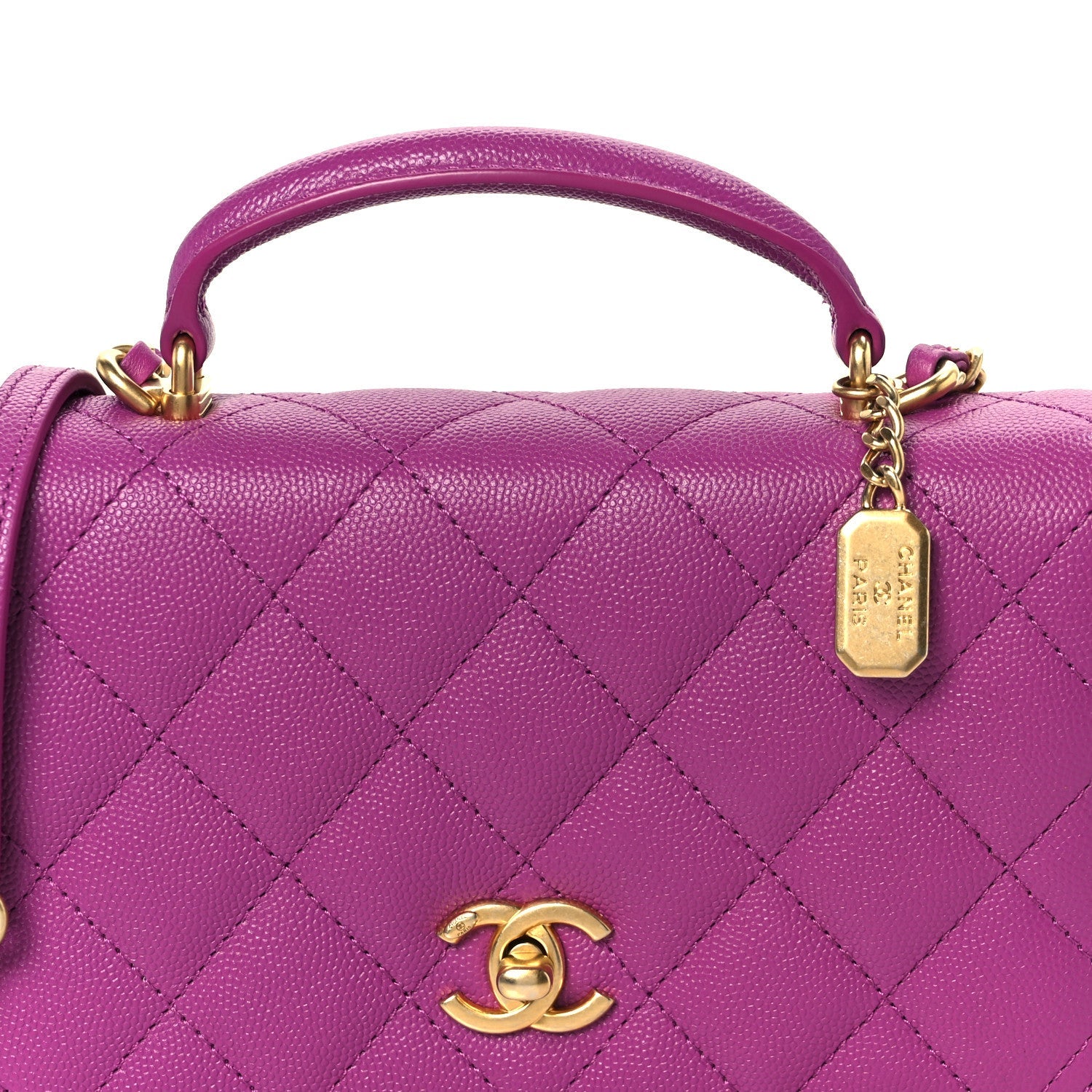 Chanel Caviar Quilted Mini Top Handle Flap Dark Pink