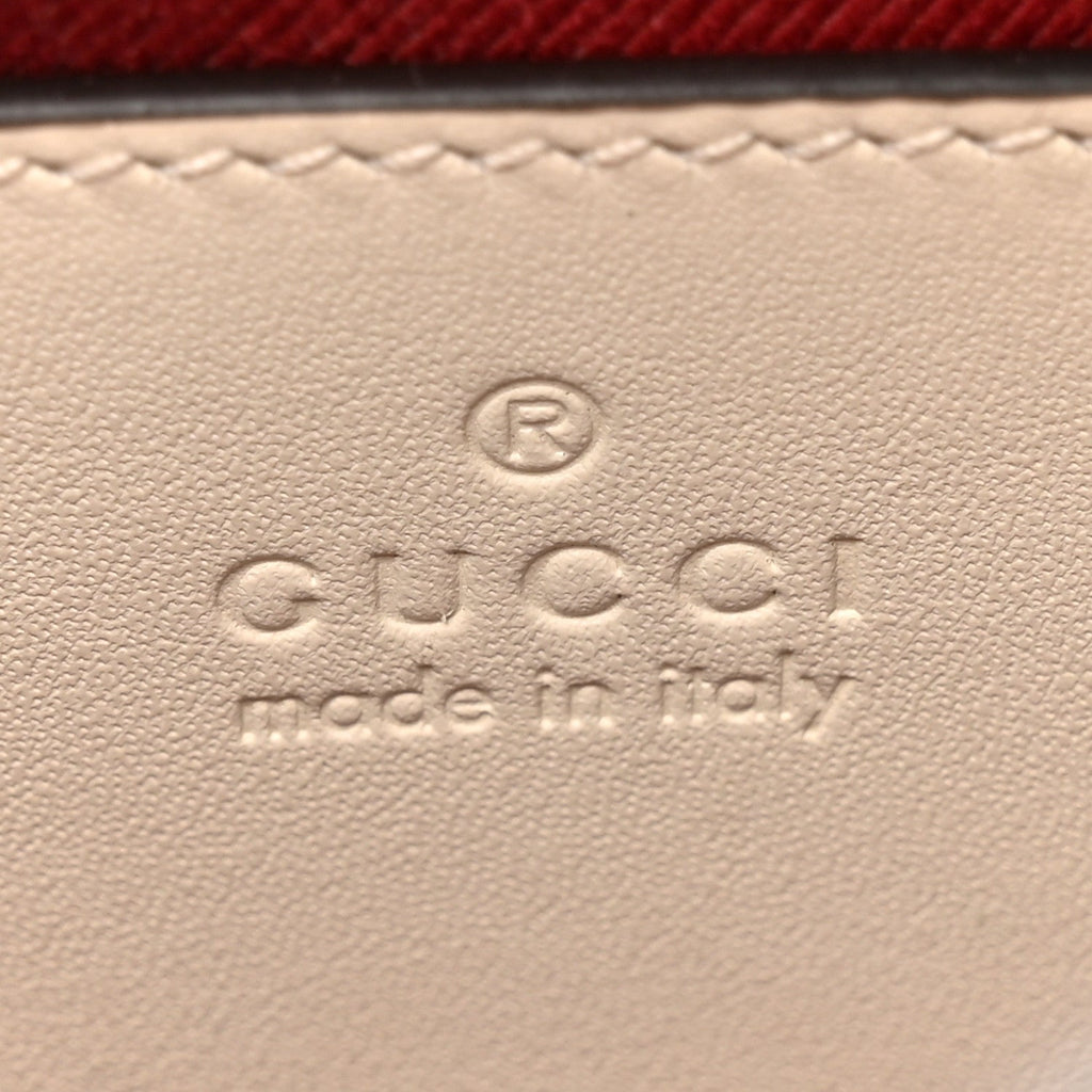Gucci GG Supreme Monogram Textured Calfskin Small Emblem Shoulder Bag Beige Mystic White