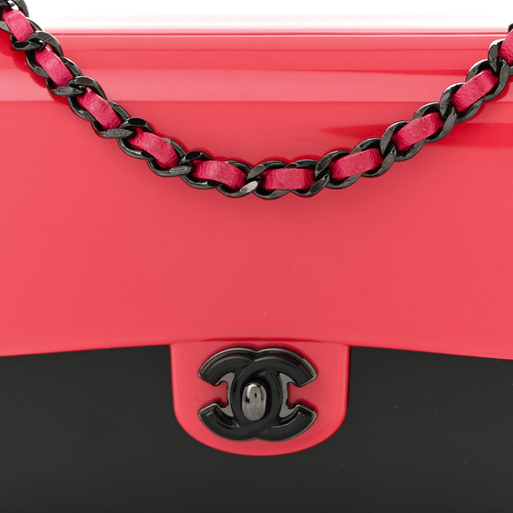 Chanel Plexiglass Plexi Coco Bag Pink Black