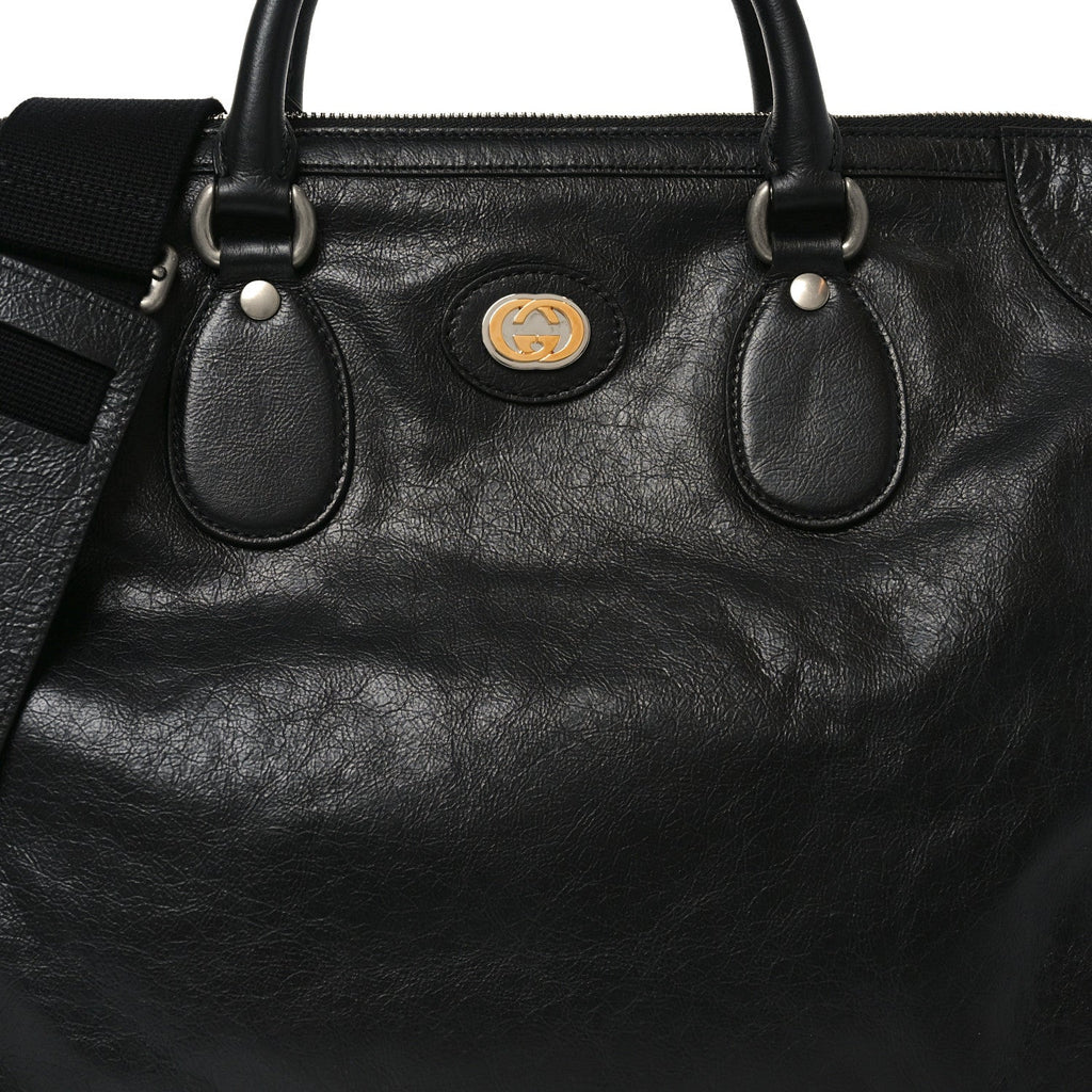 Gucci Fluffy Calfskin Morpheus Weekender Duffle Black