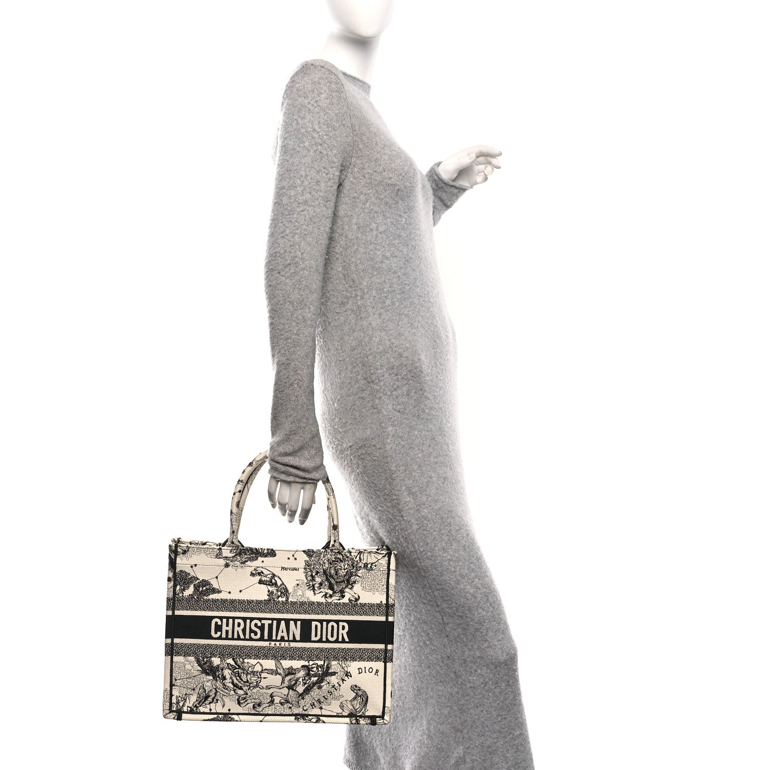 Christian Dior Canvas Zodiac Toile De Jouy Embroidered Medium Book Tote Latte