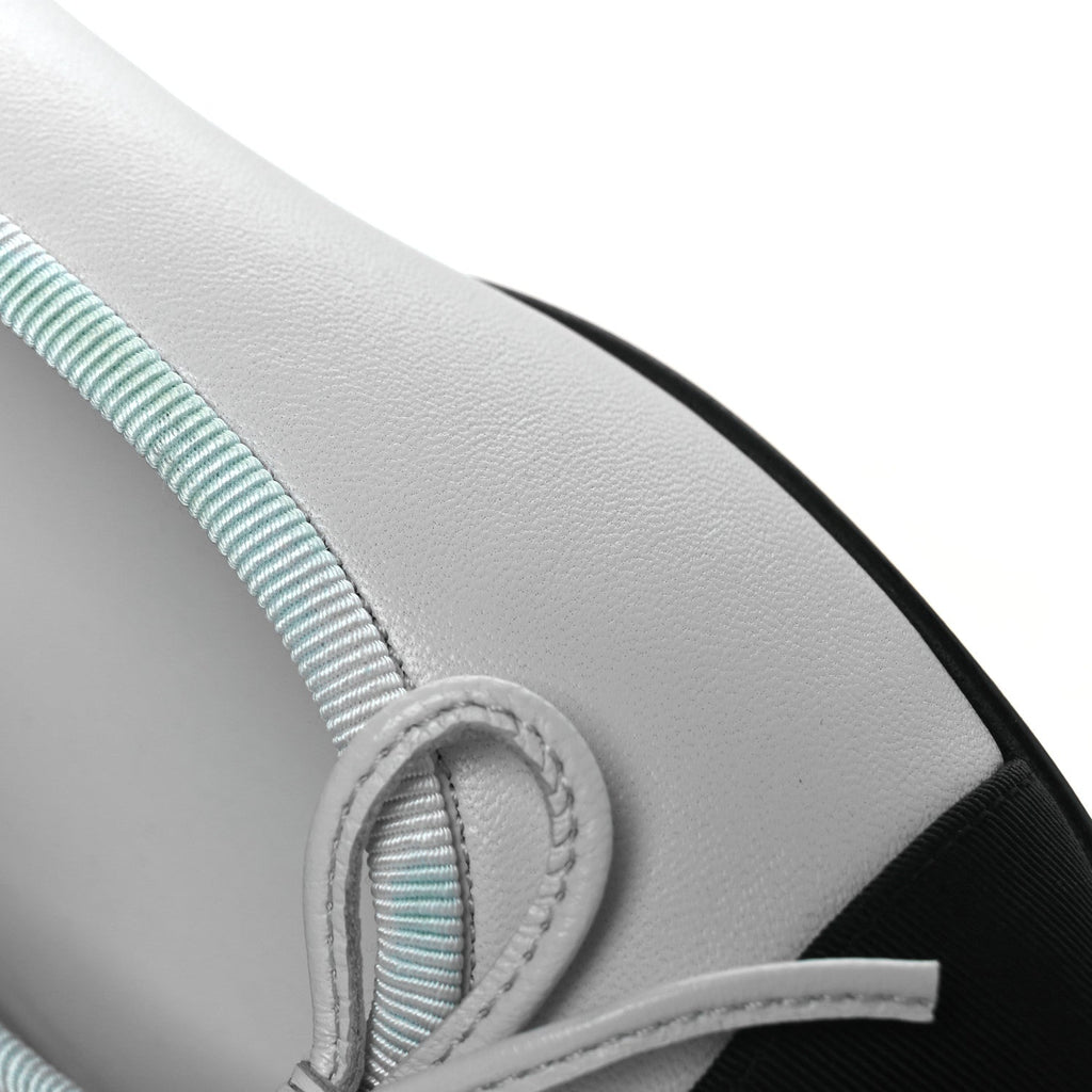 Lambskin Grosgrain Cap Toe CC Ballerina Flats 37 Light Blue Black