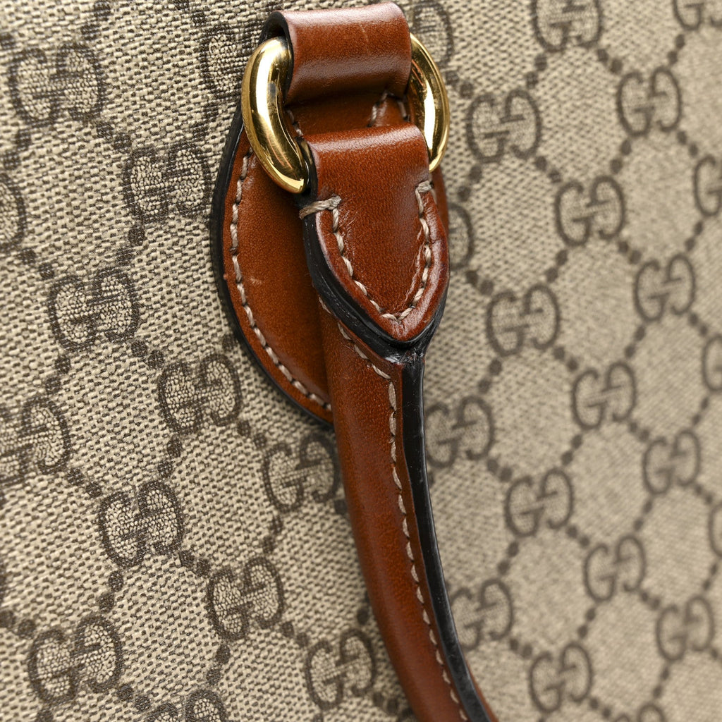 Gucci GG Supreme Monogram Small Zip Top Tote Beige Tuscany