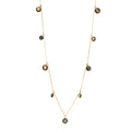 Chanel Metal Resin Enamel Crystal CC Long Necklace Gold Black