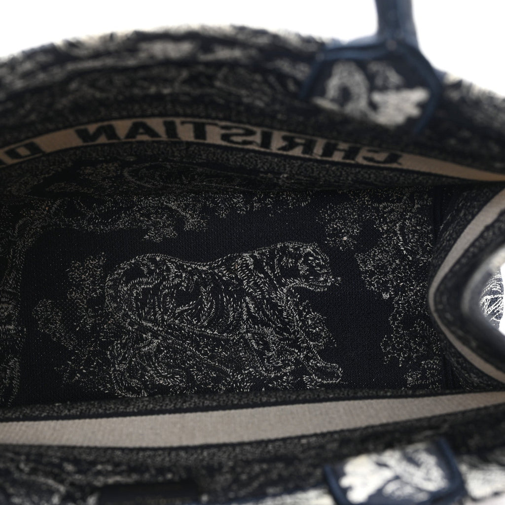 Christian Dior Canvas Embroidered Medium Dioriviera Toile De Jouy Reverse Book Tote Blue
