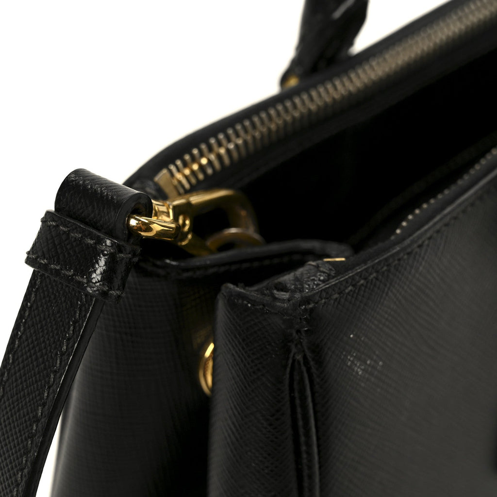 Prada Saffiano Lux Small Galleria Double Zip Tote Black