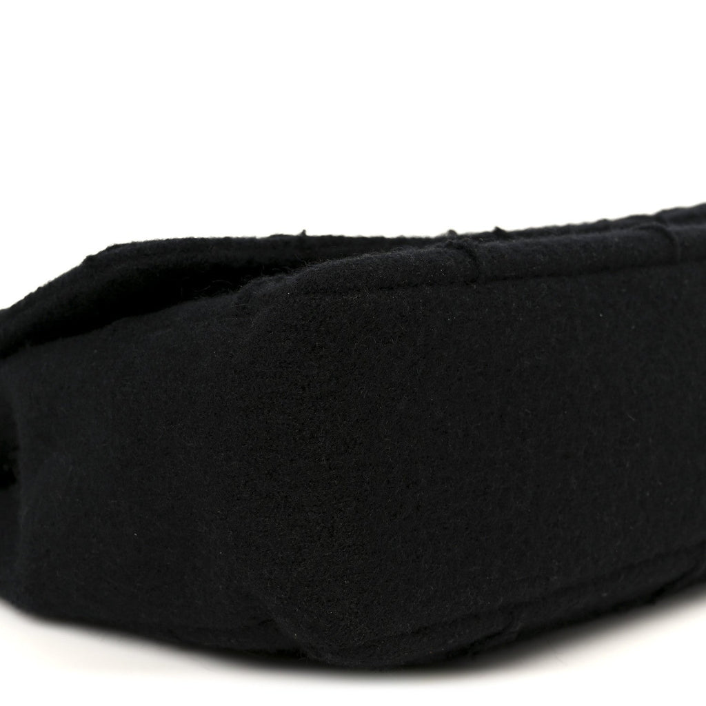 Chanel Wool Jumbo Chocolate Bar Mademoiselle Flap Black