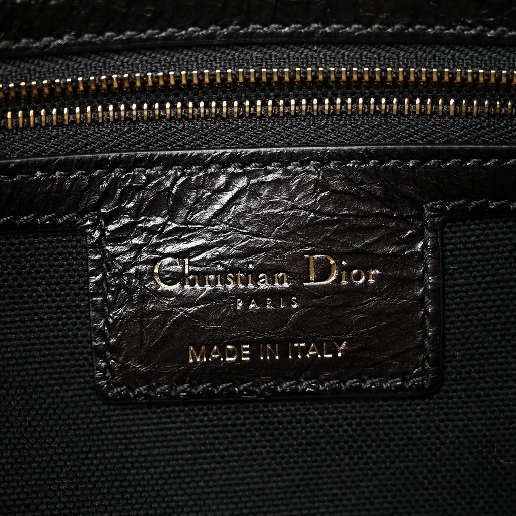 Christian Dior Crinkled Calfskin Macrocannage Large Voyage Bag Black