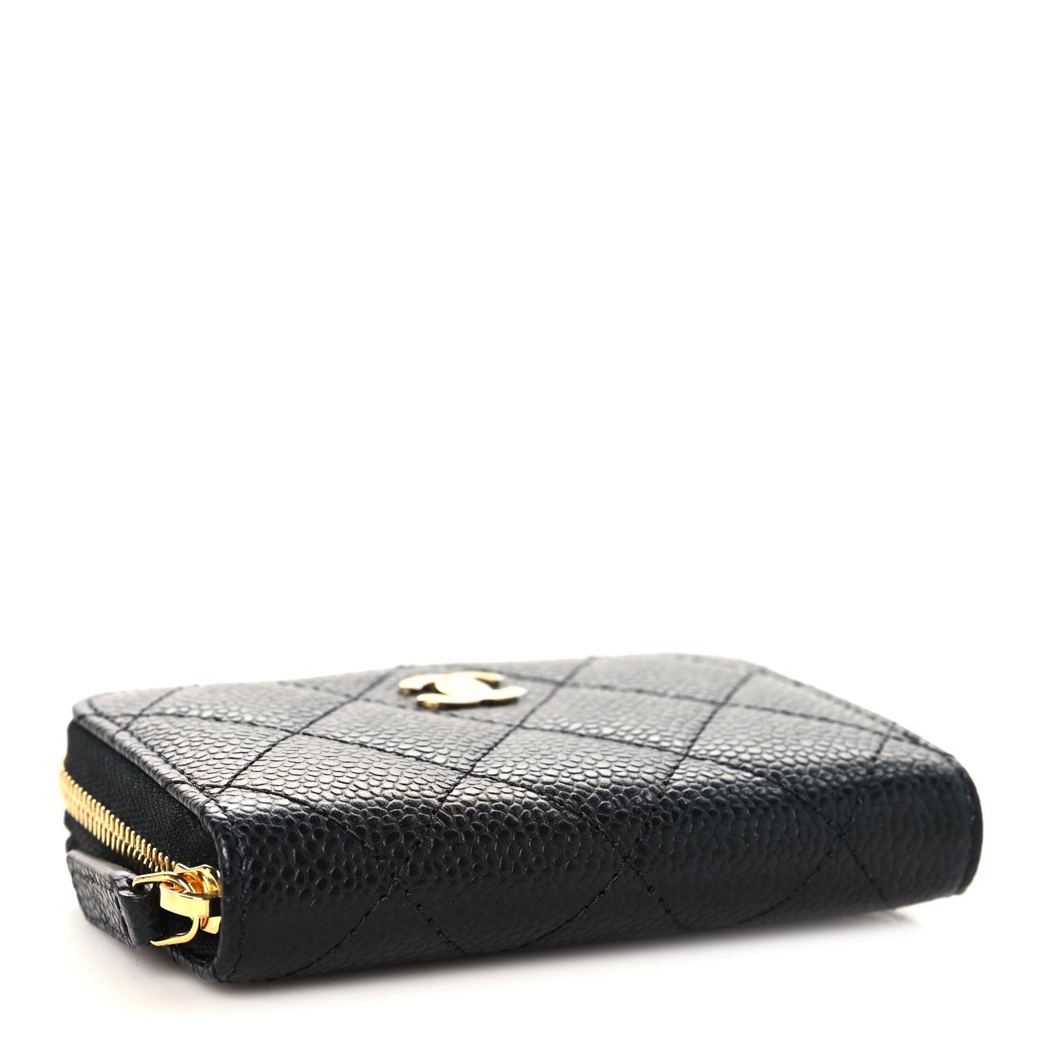 Caviar Quilted Zip Coin Purse Black
