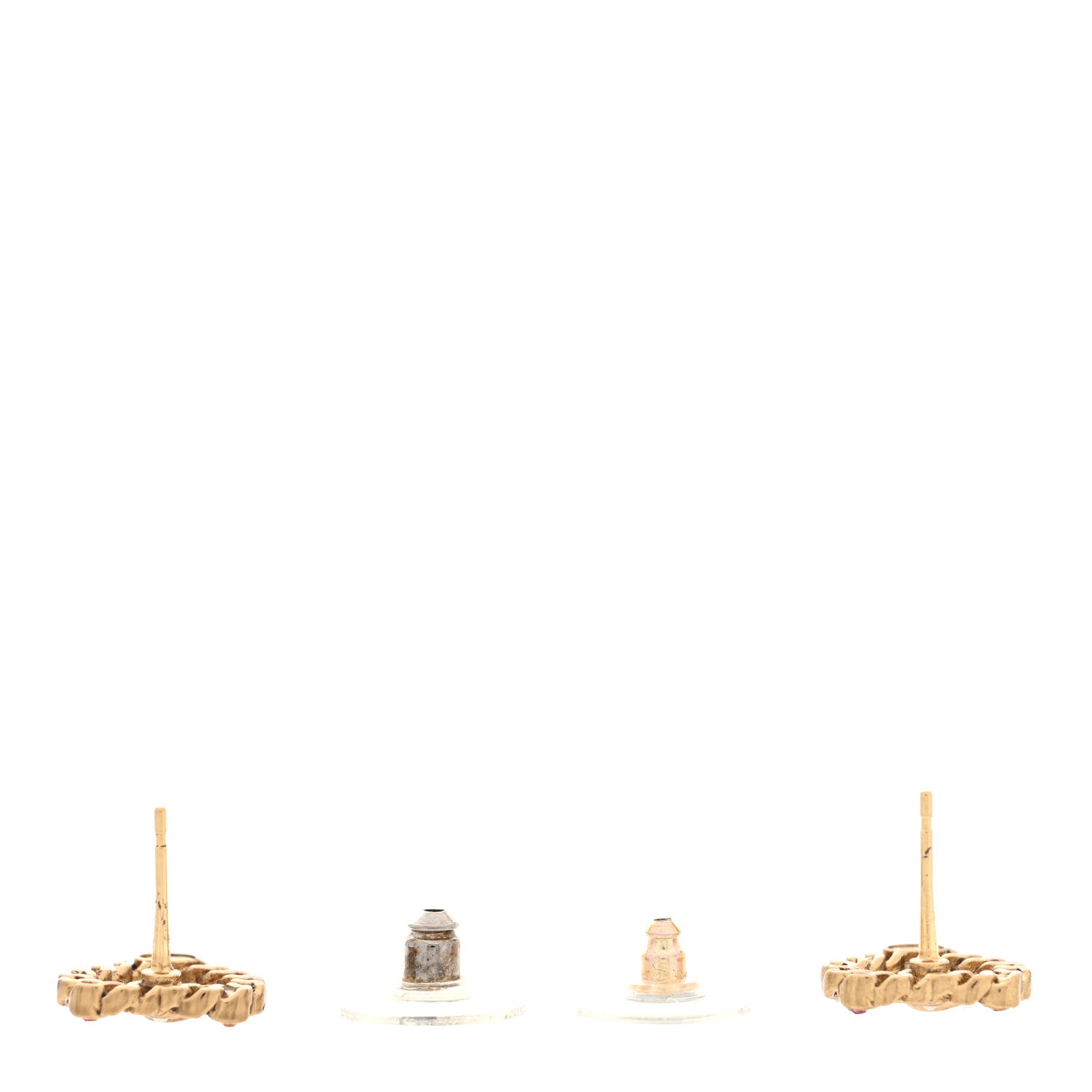 Pearl Crystal CC Heart Earrings Gold Multicolor