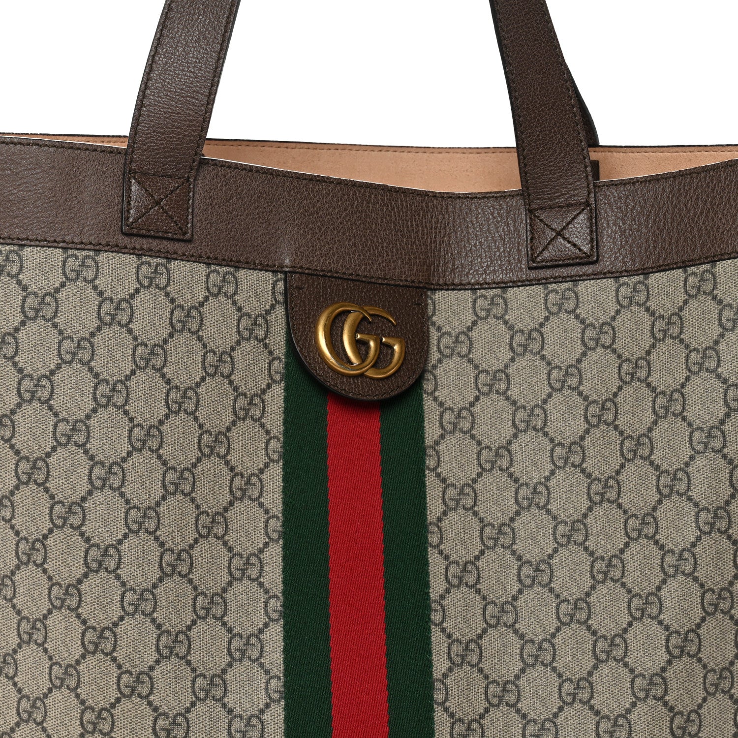 Gucci GG Supreme Monogram Web Large Ophidia Vertical Shopping Tote Brown