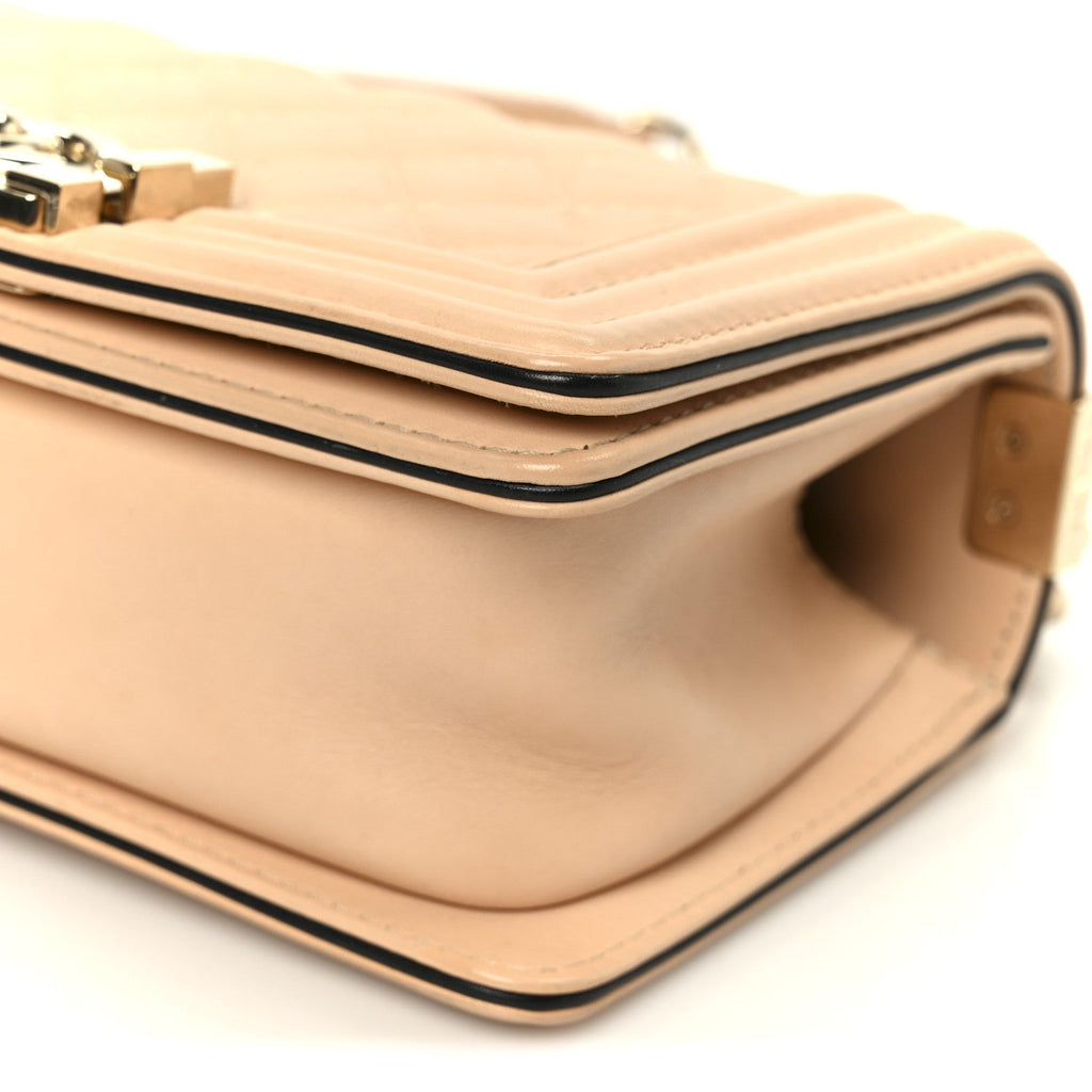 Chanel Calfskin Quilted Small Boy Top Handle Flap Beige Clair
