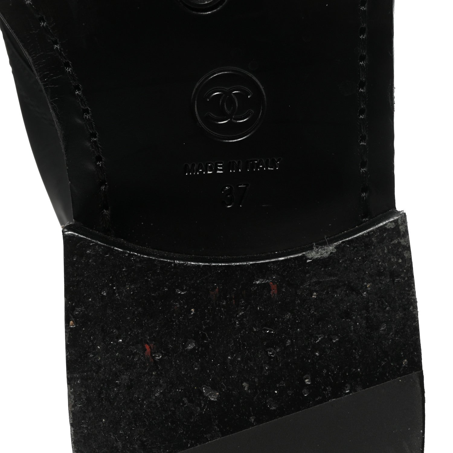 Chanel Shiny Calfskin Lace Up Combat Boots 37 Black