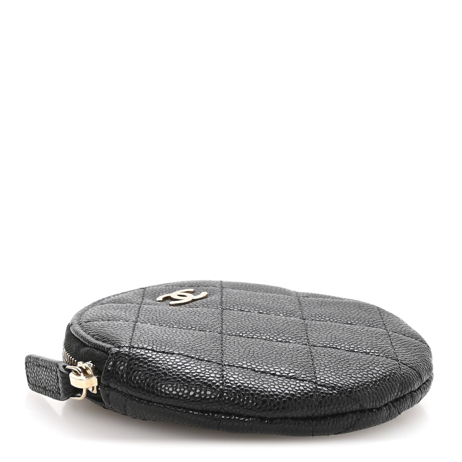 Caviar Quilted Zip Around Classic Coin Purse Black