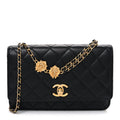 Chanel Lambskin Quilted Lion Motif Wallet On Chain WOC Black