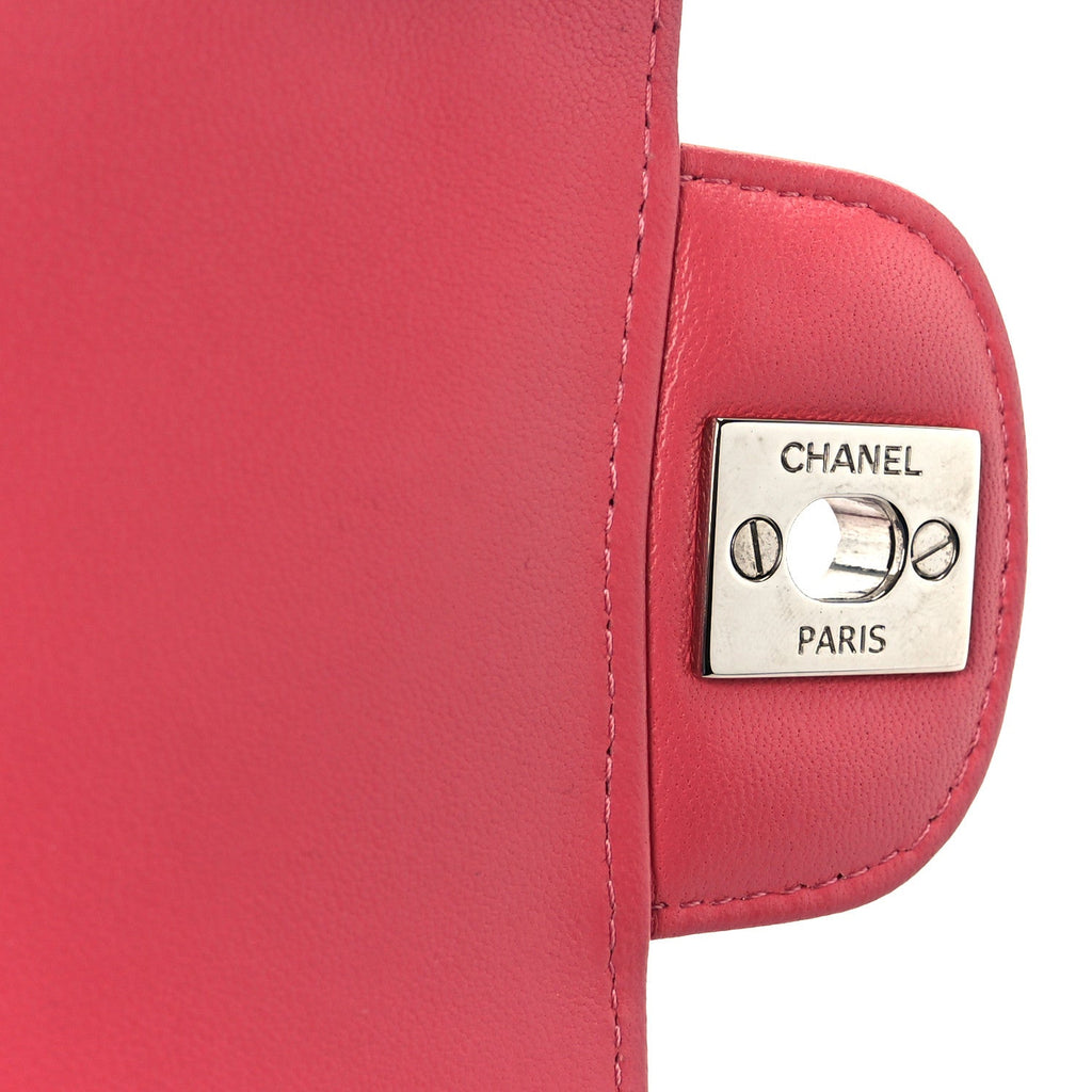 Chanel Lambskin Chevron Quilted Mini Square Flap Pink
