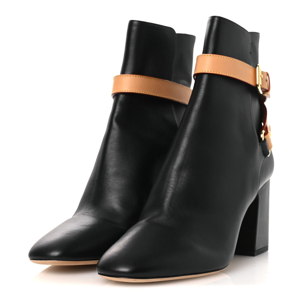 Louis Vuitton Calfskin Belted Parisienne Ankle Boots 40 Black
