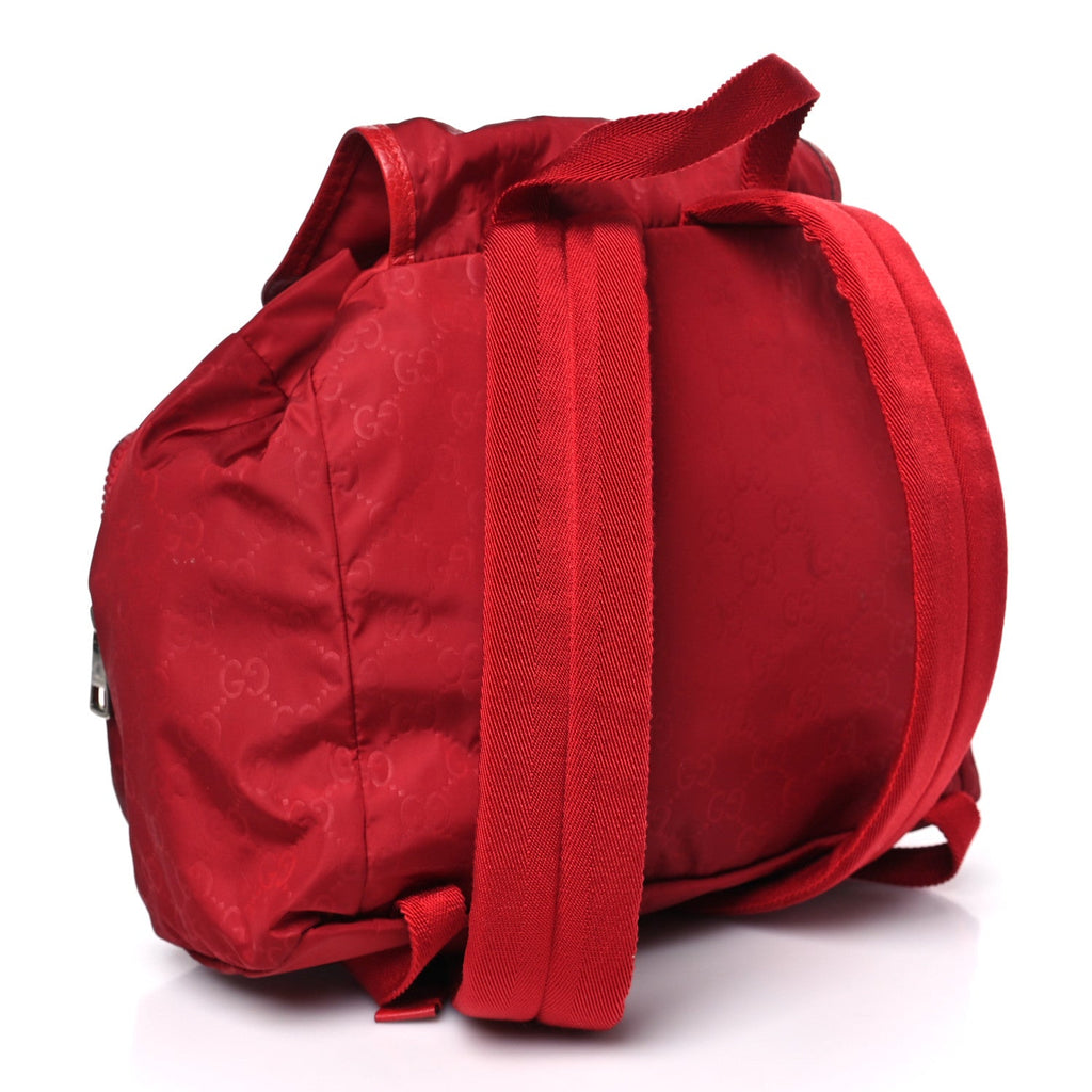Gucci Nylon Monogram Medium Light Single Buckle Backpack Vibrant Red