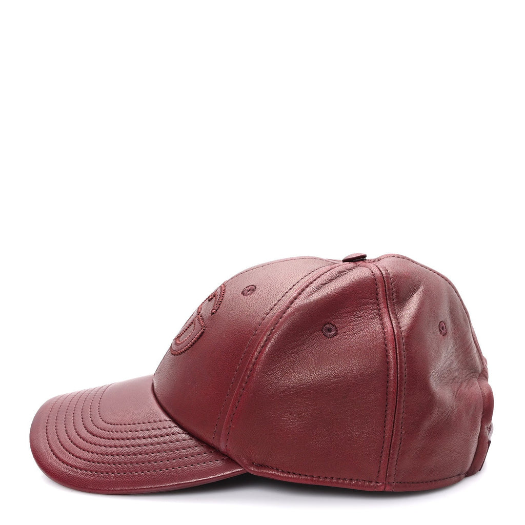 Gucci Calfskin Interlocking G Baseball Hat S Bordeaux