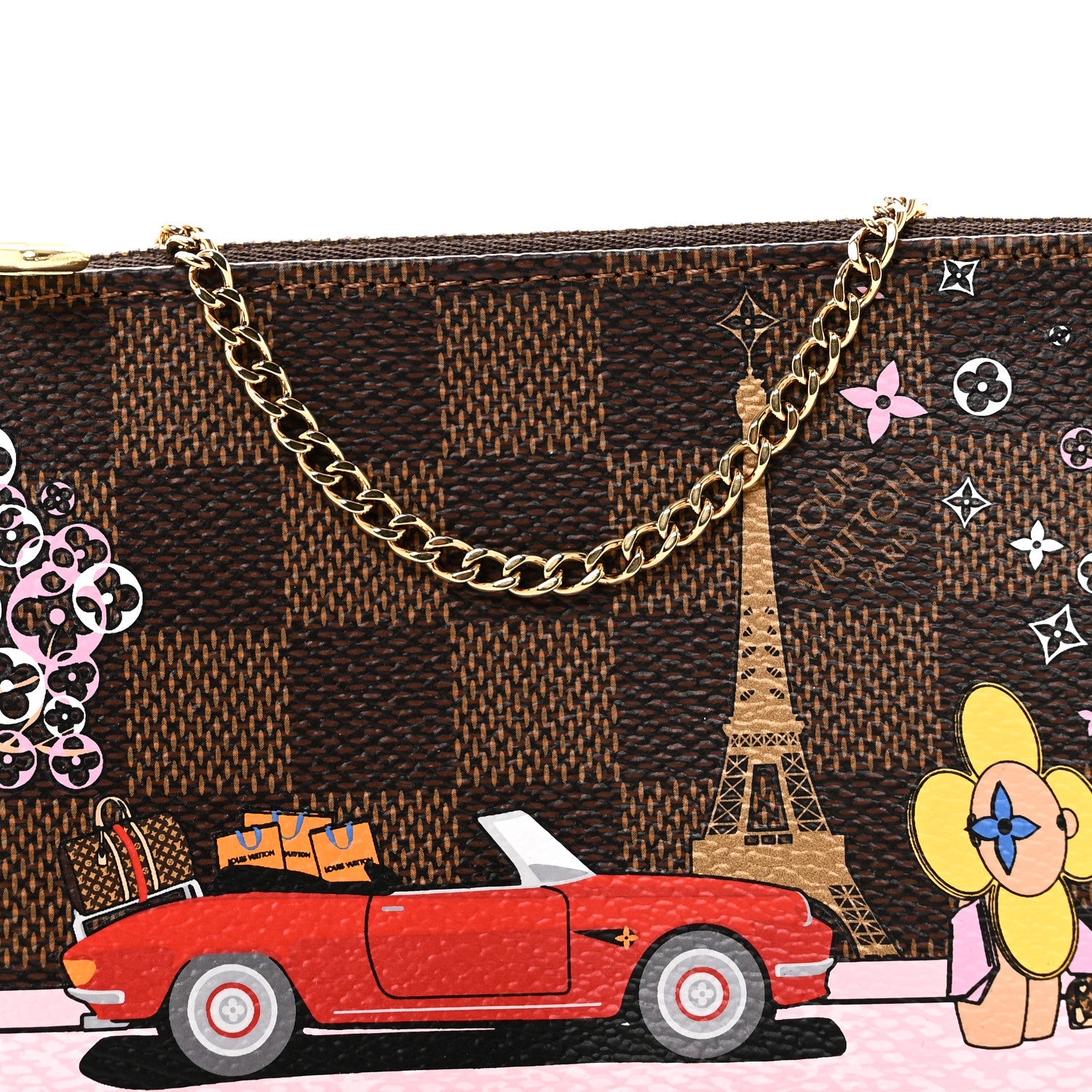 Louis Vuitton Damier Ebene 2019 Christmas Animation Mini Pochette Accessories Red