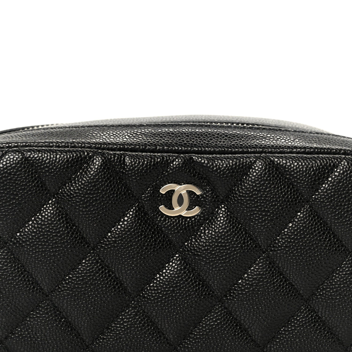 Chanel Caviar Quilted Toiletry Case With Chain Black