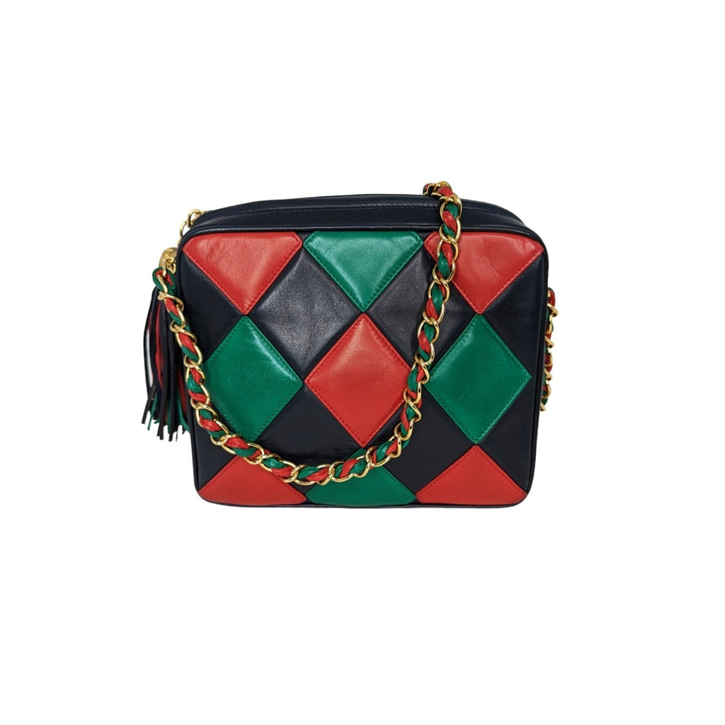 Chanel Vintage Harlequin Tassel Camera Shoulder Bag