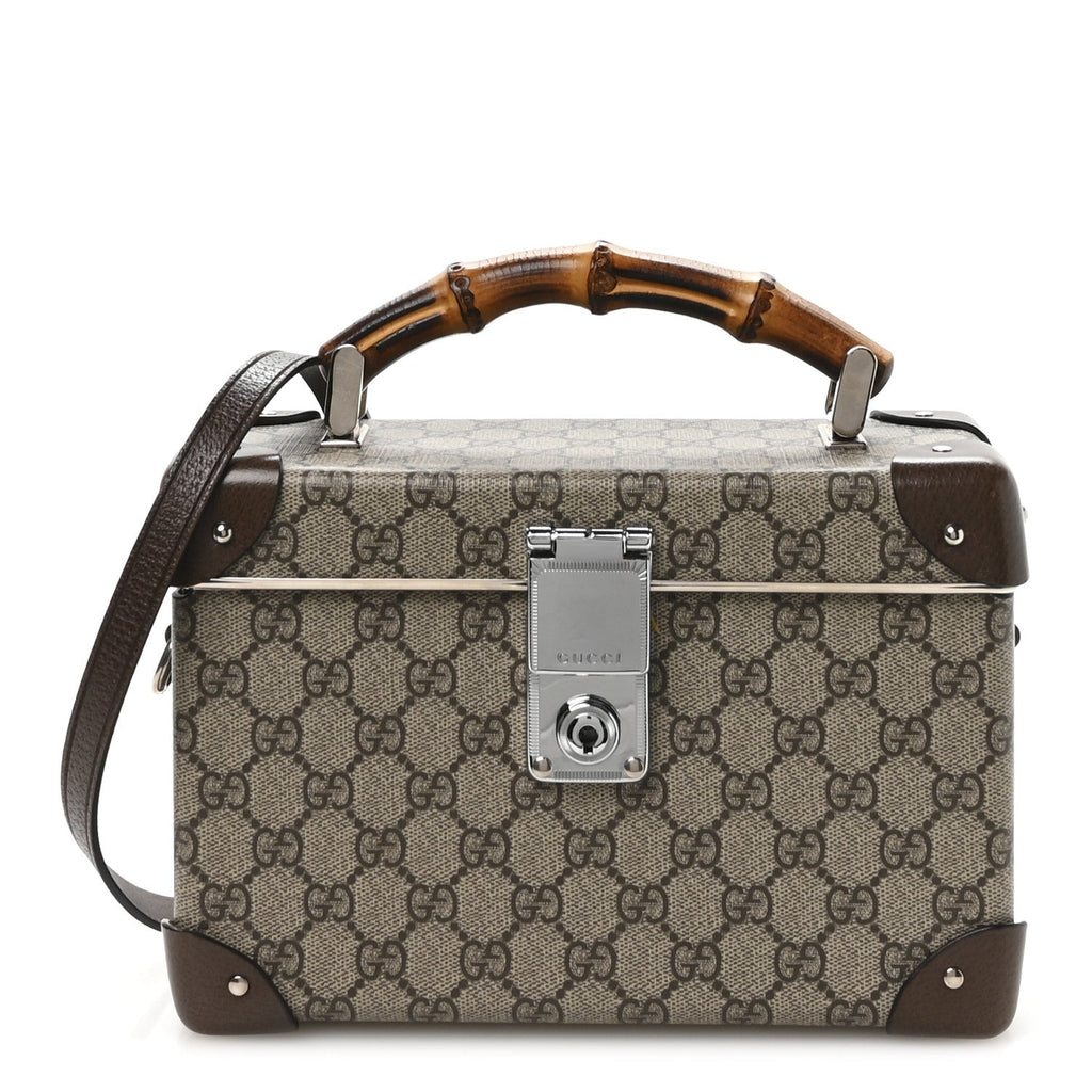 Gucci GG Supreme Monogram Globe-Trotter Beauty Case Brown