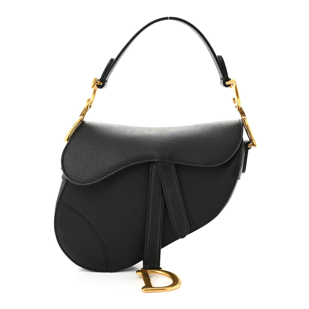 Christian Dior Grained Calfskin Mini Saddle Bag Black