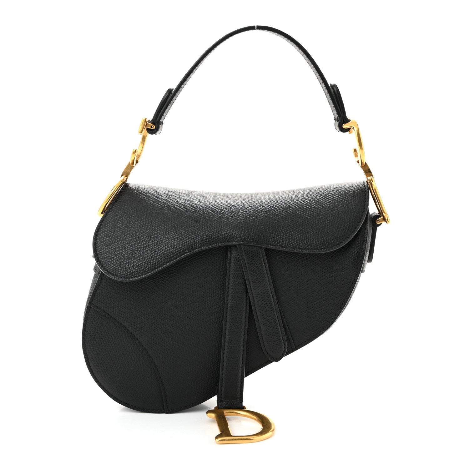 Christian Dior Grained Calfskin Mini Saddle Bag Black