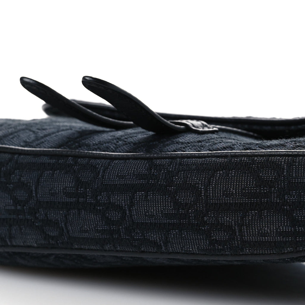 Christian Dior Oblique Mens Saddle Bag Black Blue