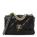 Chanel Goatskin Quilted Large Chanel 19 Flap Black