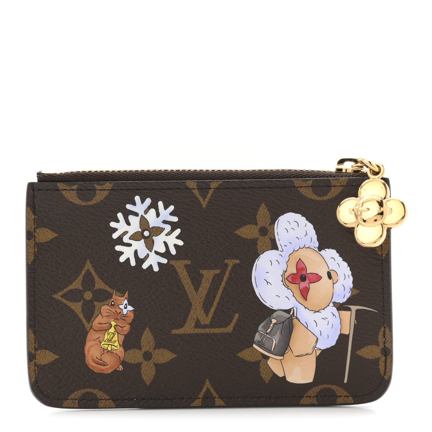 Louis Vuitton Monogram Vivenne Winter Holiday Zipped Romy Card Holder Snowy Pearl