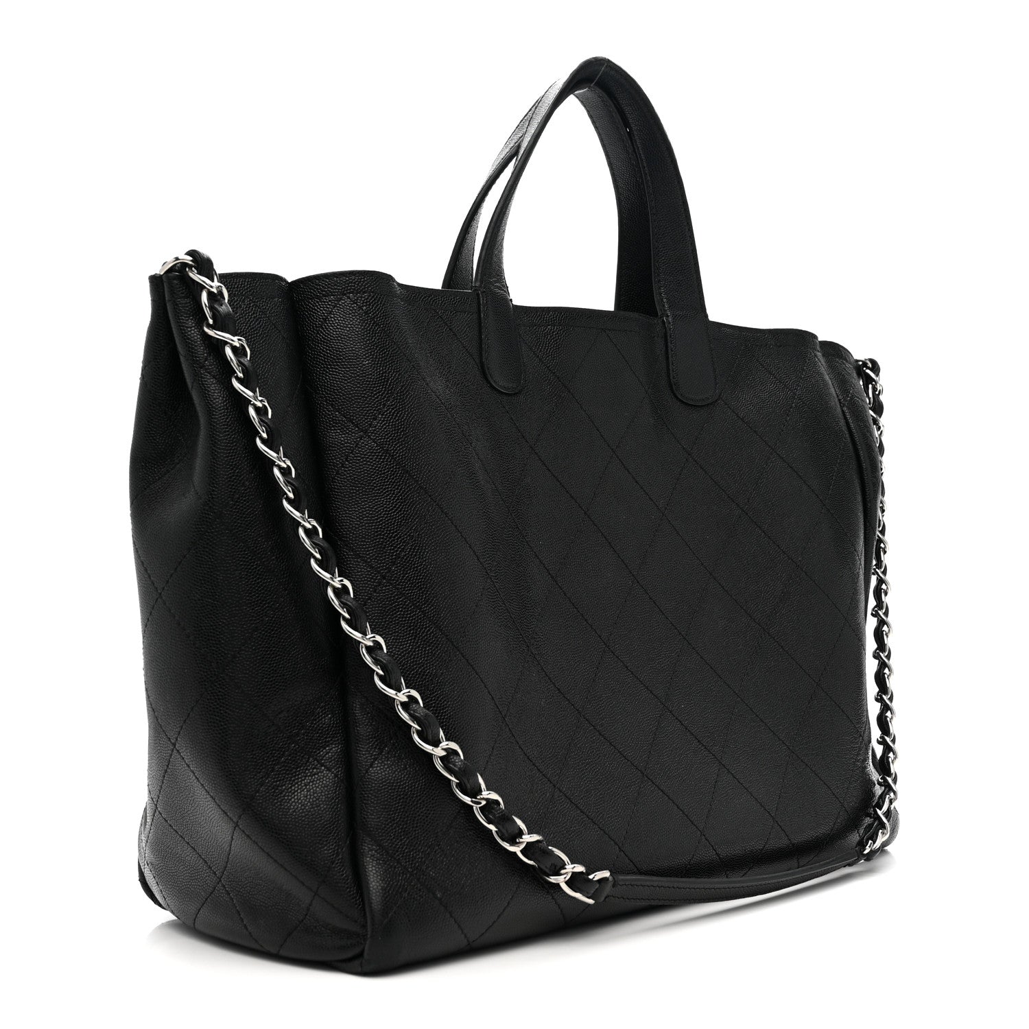 Chanel Caviar Stitched Large Lady Coco Shopping Tote Black