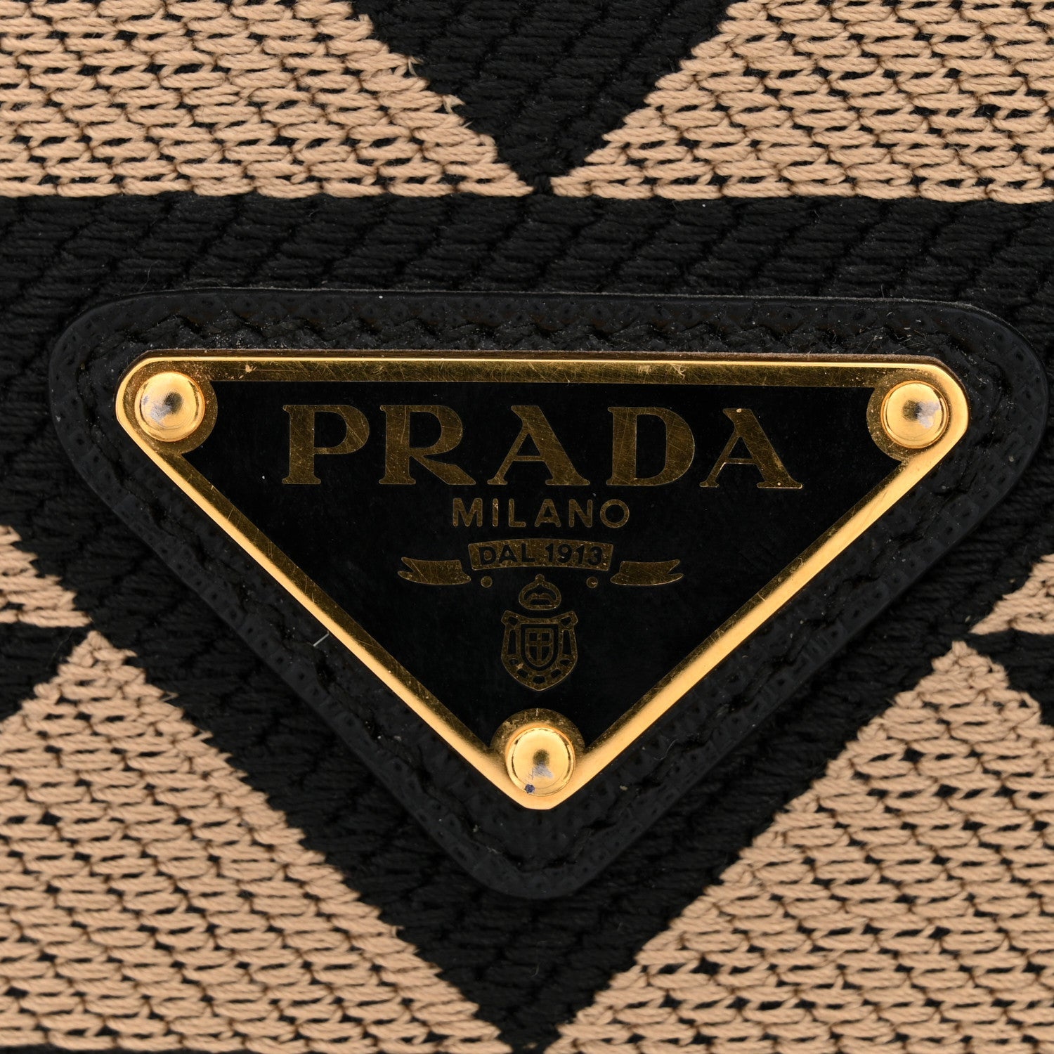 Prada Jacquard Saffiano Triangolo Symbole Embroidered Large Tote Black Corda