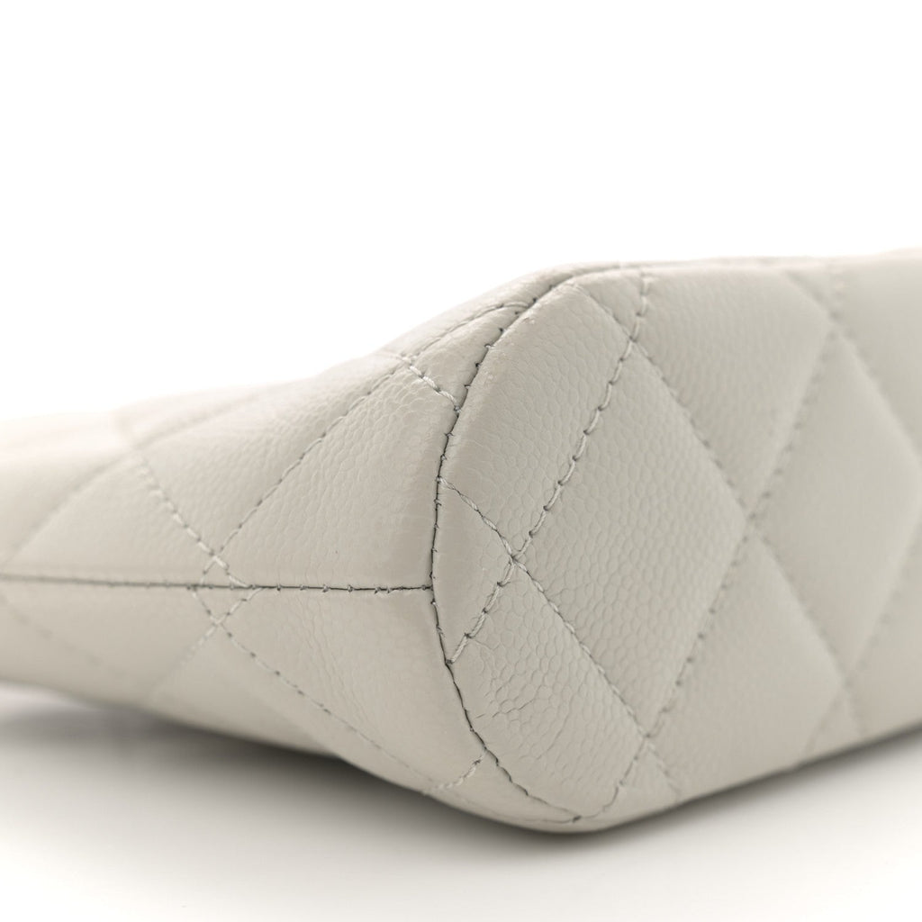 Chanel Caviar Quilted Classic Clutch With Chain Light Grey