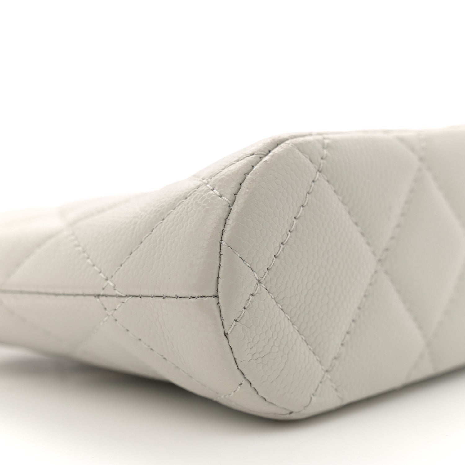 Chanel Caviar Quilted Classic Clutch With Chain Light Grey