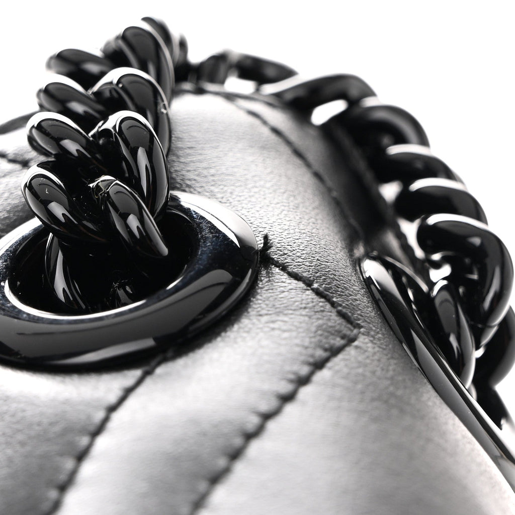 Gucci Calfskin Matelasse Monochrome Mini GG Marmont Shoulder Bag Black