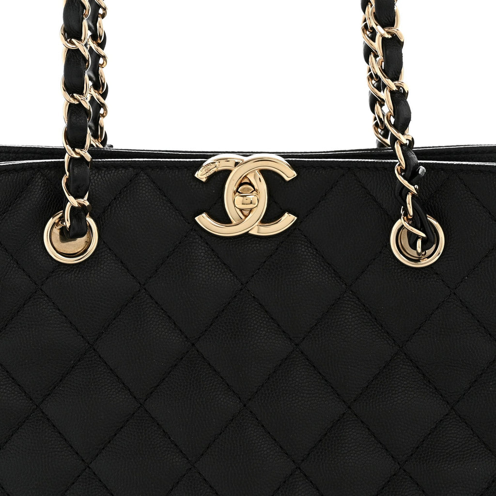 Chanel Caviar Quilted Small Shopping Tote  Black