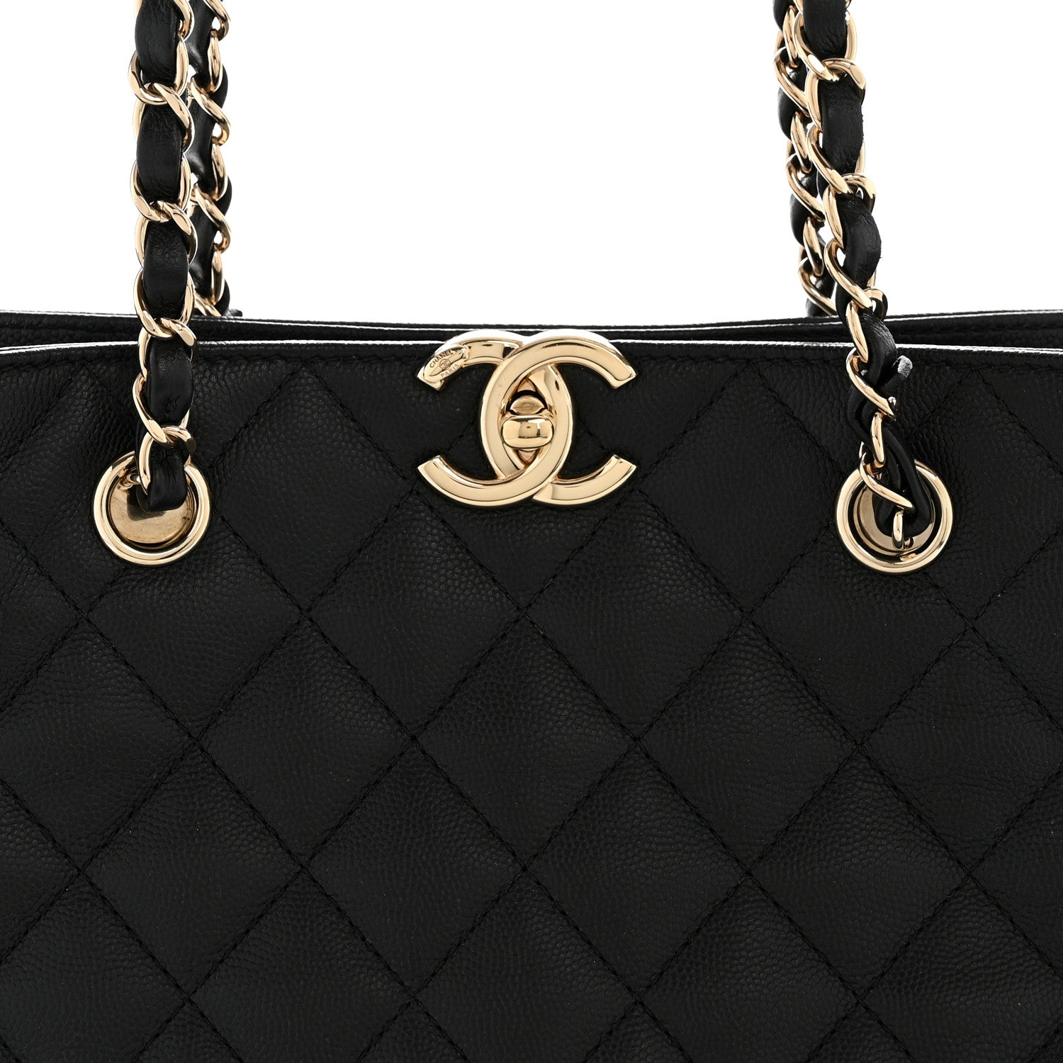 Chanel Caviar Quilted Small Shopping Tote  Black