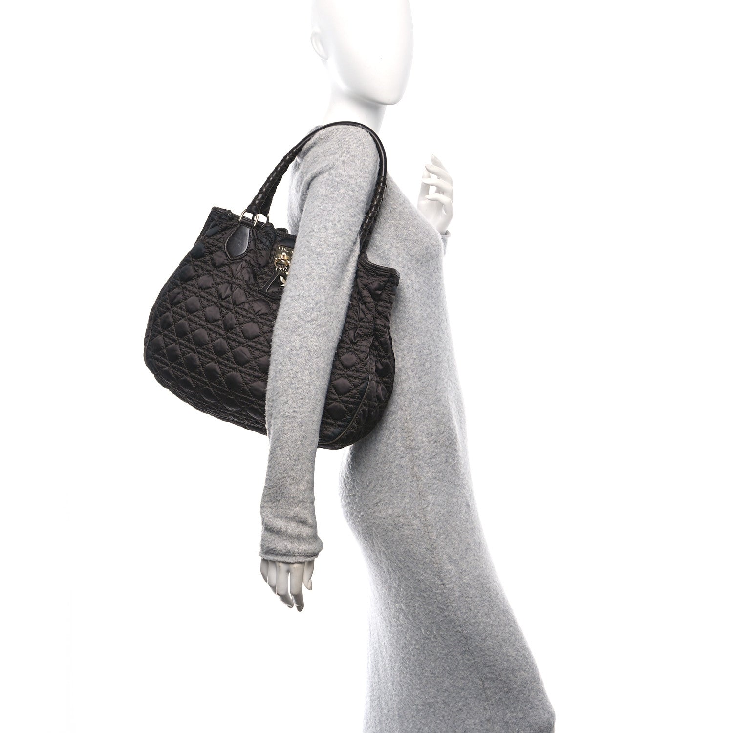 Christian Dior Nylon Cannage Medium Lovely Tote Brown
