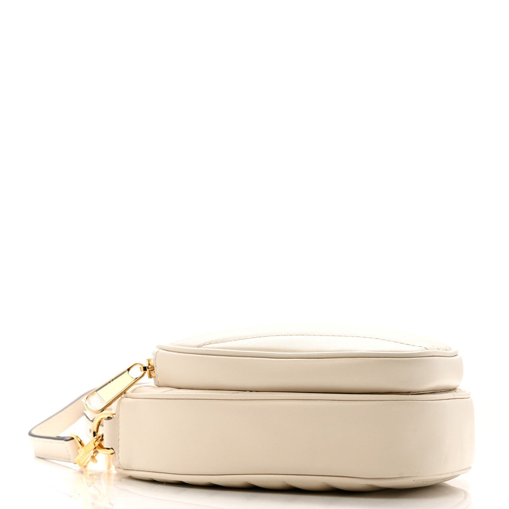 Gucci Calfskin Matelasse Diagonal Mini Interlocking G Heart Shoulder Bag Mystic White